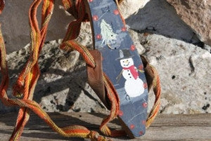Antique Wooden Youth Ice Skates Hand Painted Snowman from Holland