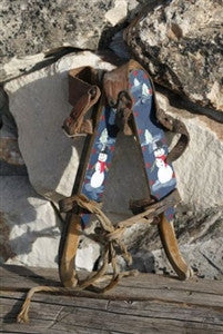 Adorable Child's Wooden Ice Skates Artisan Handpainted Snowmen