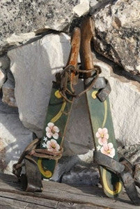 Antique Wooden Ice Skates Hand Painted Flowers from Holland