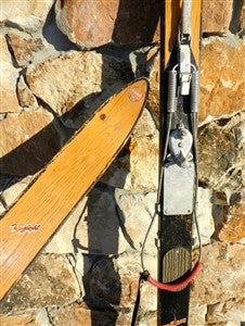 Vintage Lund Skis Top Flight Model All Hickory Original Ski Free Bear Trap Bindings