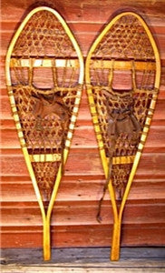 42 Inch Long Vintage Michigan Style Ash Wood Snowshoes