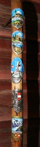 Antique Walking Stick 32 Inches Long 5 Badges